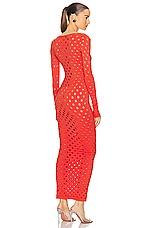 Maisie Wilen Perforated Gown in Tomato, view 3, click to view large image.