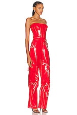 The New Arrivals by Ilkyaz Ozel Giselle Jumpsuit in Pigalle Red, view 2, click to view large image.