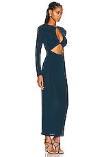 The New Arrivals by Ilkyaz Ozel Dalida Maxi Dress in Peacock Blue, view 2, click to view large image.