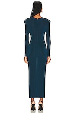 The New Arrivals by Ilkyaz Ozel Dalida Maxi Dress in Peacock Blue, view 3, click to view large image.