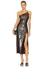 The New Arrivals by Ilkyaz Ozel Jacqueline Sequin Dress in Bronze, view 1, click to view large image.