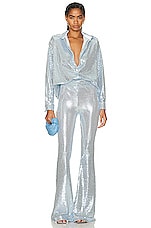 The New Arrivals by Ilkyaz Ozel Colette Wide Leg Pant in Blue Sequin, view 4, click to view large image.