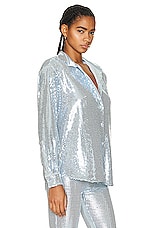 The New Arrivals by Ilkyaz Ozel Colette Shirt in Blue Sequin, view 2, click to view large image.