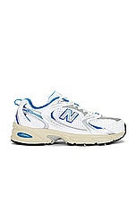 New Balance 530 in White & Blue Oasis, view 1, click to view large image.