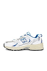 New Balance 530 in White & Blue Oasis, view 5, click to view large image.