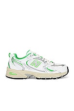 New Balance 530 in White & Palm Leaf, view 1, click to view large image.