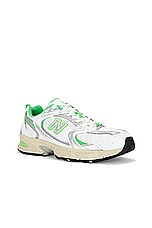 New Balance 530 in White & Palm Leaf, view 2, click to view large image.