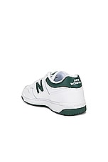 New Balance Bb480 in White, Nightwatch Green, & Light Aluminum, view 3, click to view large image.