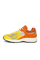 New Balance 2002R in Ginger Lemon, Classic Orange, & Shadow Grey, view 5, click to view large image.