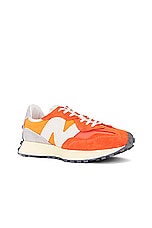New Balance 327 in Gulf Red & Sun Glow, view 2, click to view large image.