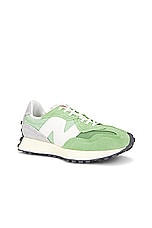 New Balance 327 in Chive & Avocado, view 2, click to view large image.