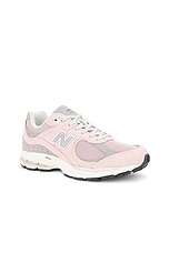 New Balance 2002r in Orb Pink, Shadow Grey, & Silver Metallic, view 2, click to view large image.