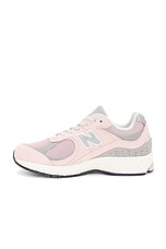New Balance 2002r in Orb Pink, Shadow Grey, & Silver Metallic, view 5, click to view large image.