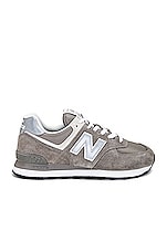 New Balance 574 Sneaker in Grey & White, view 1, click to view large image.