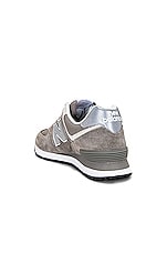 New Balance 574 Sneaker in Grey & White, view 3, click to view large image.