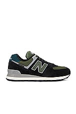 New Balance 574 Sneaker in Black & Grey, view 1, click to view large image.
