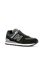 New Balance 574 Sneaker in Black & Grey, view 2, click to view large image.