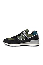 New Balance 574 Sneaker in Black & Grey, view 5, click to view large image.