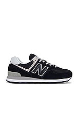 New Balance 574 Core Sneaker in Black & White, view 1, click to view large image.