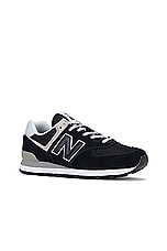 New Balance 574 Core Sneaker in Black & White, view 2, click to view large image.