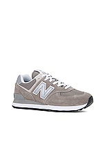 New Balance ML574V3 Sneaker in Grey & White, view 2, click to view large image.