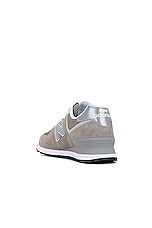 New Balance ML574V3 Sneaker in Grey & White, view 3, click to view large image.