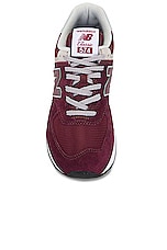 New Balance ML574V3 Sneaker in Burgundy & White, view 4, click to view large image.