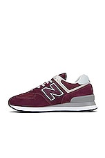 New Balance ML574V3 Sneaker in Burgundy & White, view 5, click to view large image.