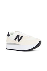 New Balance 574+ Sneaker in Linen, Sea Salt, & Phantom, view 2, click to view large image.