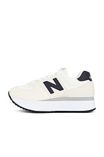 New Balance 574+ Sneaker in Linen, Sea Salt, & Phantom, view 5, click to view large image.