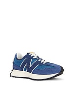 New Balance 327 Sneaker in Heron Blue & Angora, view 2, click to view large image.