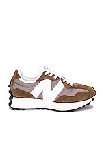 New Balance 327 Sneaker in Dark Earth & Mushroom, view 1, click to view large image.