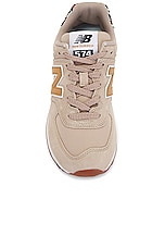 New Balance 574 Sneaker in Mindful Grey, Tobacco, & White, view 4, click to view large image.