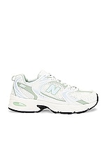 New Balance 530 Sneaker in Sea Salt, Ice Blue, & Silver Moss, view 1, click to view large image.