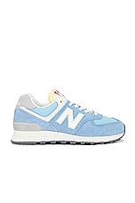 New Balance 574 Sneaker in Blue Laguna & Sea Salt, view 1, click to view large image.