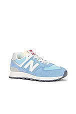 New Balance 574 Sneaker in Blue Laguna & Sea Salt, view 2, click to view large image.