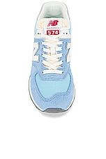 New Balance 574 Sneaker in Blue Laguna & Sea Salt, view 4, click to view large image.