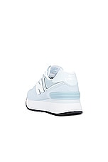 New Balance 574+ Sneaker in Light Chrome Blue, Quarry Blue, & White, view 3, click to view large image.