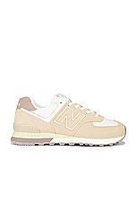 New Balance 574 Sneakers in Bone & White, view 1, click to view large image.