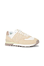 New Balance 574 Sneakers in Bone & White, view 2, click to view large image.