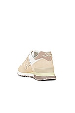 New Balance 574 Sneakers in Bone & White, view 3, click to view large image.
