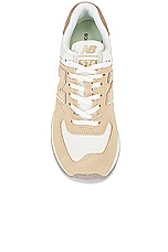 New Balance 574 Sneakers in Bone & White, view 4, click to view large image.