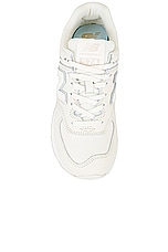 New Balance 574 Sneaker in Turtledove, Sea Salt, & White, view 4, click to view large image.