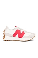 New Balance 327 Sneaker in Moonbeam & True Red, view 1, click to view large image.