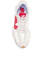 New Balance 327 Sneaker in Moonbeam & True Red, view 4, click to view large image.