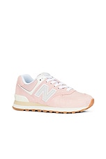 New Balance 574 Sneaker in Orb Pink & Grey Matter, view 2, click to view large image.