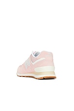 New Balance 574 Sneaker in Orb Pink & Grey Matter, view 3, click to view large image.