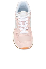 New Balance 574 Sneaker in Orb Pink & Grey Matter, view 4, click to view large image.