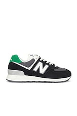 New Balance 574 Sneaker in Black, Castlerock, Classic Pine, & Sea Salt, view 1, click to view large image.
