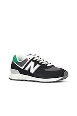 New Balance 574 Sneaker in Black, Castlerock, Classic Pine, & Sea Salt, view 2, click to view large image.